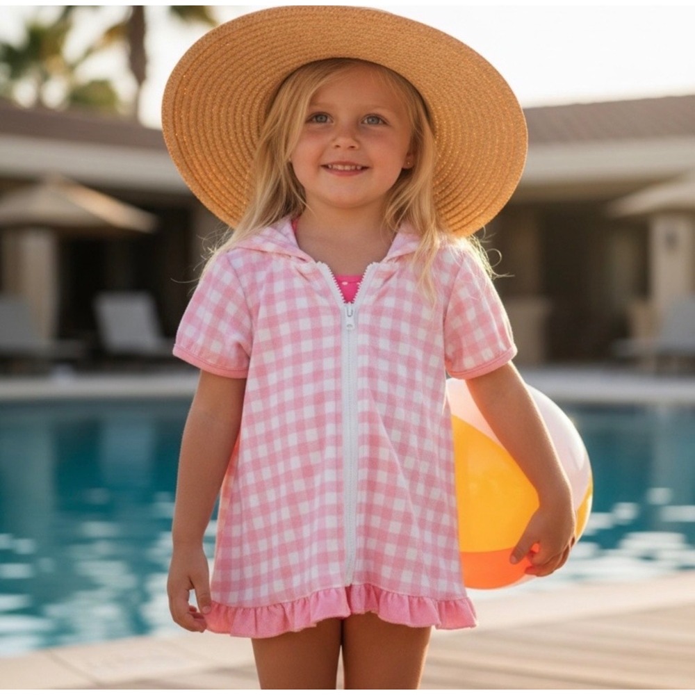 Pink & white Gingham print Cover up